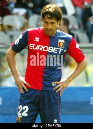 Genoa s Marco Borriello reacts during the Italian Serie A soccer