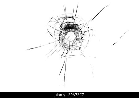 A broken hole in the glass. png Stock Photo