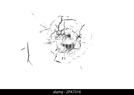 A broken hole in the glass. png Stock Photo