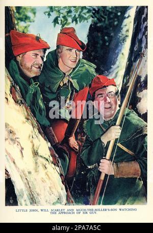 ALAN HALE PATRIC KNOWLES and HERBERT MUNDIN in THE ADVENTURES OF ROBIN HOOD 1938 directors MICHAEL CURTIZ and WILLIAM KEIGHLEY costumes Milo Anderson music Erich Wolfgang Korngold Warner Bros. Stock Photo