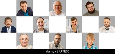 Diverse People Face Or Avatar Portrait Collage Stock Photo