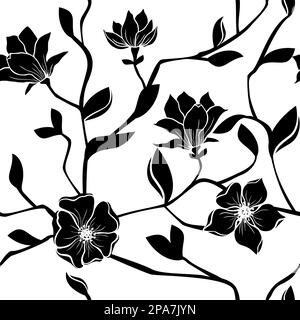Vector floral seamless pattern of magnolia branches Stock Vector