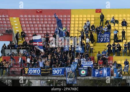 Supporters of Como 1907 during the Serie B match between Benevento Calcio  and Como 1907 at Stadio Vigorito, Benevento, Italy on March 11, 2023. Photo  by Nicola Ianuale Stock Photo - Alamy