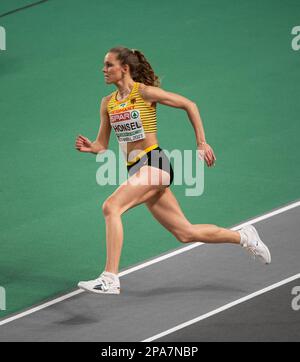 Christina Honsel of Germany competing in the women’s high jump final at the European Indoor Athletics Championships at Ataköy Athletics Arena in Istan Stock Photo