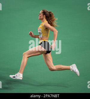 Christina Honsel of Germany competing in the women’s high jump final at the European Indoor Athletics Championships at Ataköy Athletics Arena in Istan Stock Photo