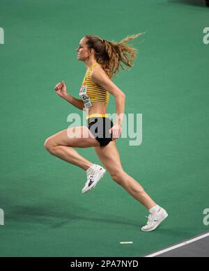 Christina Honsel of Germany competing in the women’s high jump final at the European Indoor Athletics Championships at Ataköy Athletics Arena in Istan Stock Photo