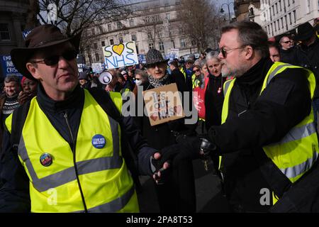 Demonstration held in Central London calling for Government to provide greater funding to the NHS. Stock Photo