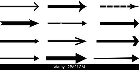 Set of arrow icon. Simple straight arrow mark icons. Group of pointer. Direction indicators. Arrow icon collection. Set different arrows or web design Stock Vector