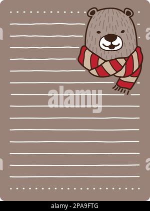 bear polar bear vector scarf letter paper note illustration character cartoon Stock Vector