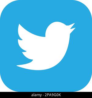 Twitter Bird logo. Realistic social media icon logotype. Twitter - popular social media button icon, instant messenger Stock Vector