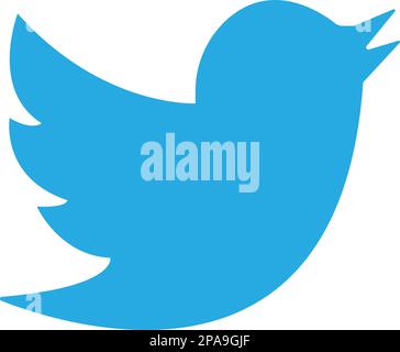 Twitter Bird logo. Realistic social media icon logotype. Twitter - popular social media button icon, instant messenger Stock Vector