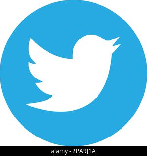 Twitter Bird logo. Realistic social media icon logotype. Twitter - popular social media button icon, instant messenger Stock Vector
