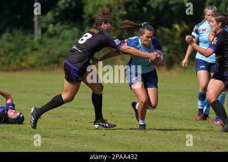 Bryonie King, dual code international Welsh Rugby player, representing Cardiff Demons rugby league in the BetFred Superleage South fianl Stock Photo