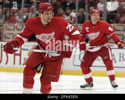 Detroit Red Wings' Darren McCarty looks on at practice in Detroit  Wednesday, April 9, 2008. Sobriety. Family. Hockey. Those are McCarty's  first three priorities in order and they've helped him make a