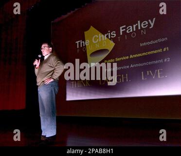 Tom Farley, president of the Chris Farley Foundation, speaks in Harrisonburg, Va., Monday, March 17, 2008, about his brother, Chris Farley, the Saturday Night Live comedian who died in 1997 as a result of substance abuse. (AP Photo/Daily News-Record, Thomas J. Turney/)