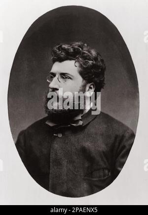 1860 ca : The french composer and pianist of the romantic era GEORGES BIZET ( 1838 - 1875 ). He is best known for the opera CARMEN  ( 1875 ) is based on a novella of the same title written in 1846 by Prosper Merimee. Bizet composed the title role for a mezzo-soprano. Carmen was not initially well-received but praise for it eventually came from well-known contemporaries including Claude Debussy, Camille Saint-Saens and Pyotr Tchaikovsky. Johannes Brahms attended over twenty performances of it, and considered it the greatest opera produced in Europe since the Franco-Prussian war. The views of th Stock Photo