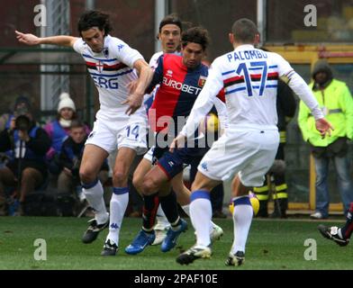 Genos a Marco Borriello is caught between Sampdoria s Angelo