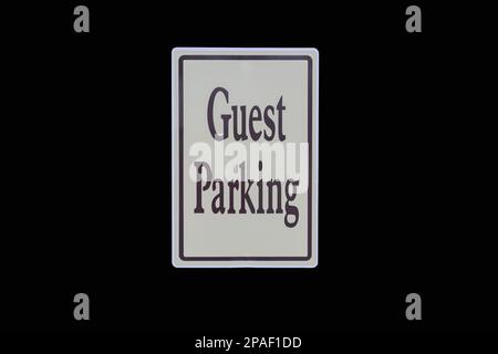 Guest Parking Sign isolated on black Stock Photo