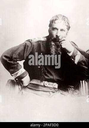 The italian military  General RICCIOTTI GARIBALDI  ( Montevideo, 1847 - Roma, 1924 ) , the fourth  son of  most celebrated  GIUSEPPE GARIBALDI ( Nizza 1807 - Caprera 1882 ) and Anita Garibaldi ( 1821 - 1849 ). Ricciotti Born in Montevideo, he was named in honour of Nicola Ricciotti, a patriot executed during the failed expedition of the Bandiera Brothers against the Kingdom of Naples. He spent much of his youth in Nice, Caprera and England. In 1866, alongside his father, he took part in the Battle of Bezzecca (1866) and the Battle of Mentana (1867); in 1870, during his father's expedition in s Stock Photo