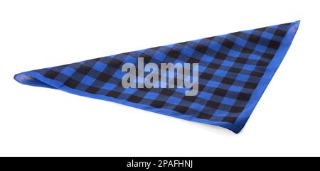 Folded blue bandana with check pattern isolated on white Stock Photo