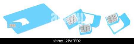 Set with light blue SIM cards on white background. Banner design Stock Photo