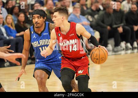 Orlando, Florida, USA, March 11, 2023, Miami Heat guard Tyler Herro #14 during the first half at the Amway Center. (Photo Credit: Marty Jean-Louis/Alamy Live News Stock Photo