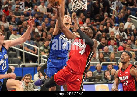 Orlando, Florida, USA, March 11, 2023, Miami Heat guard Victor Oladipo #4 attempt to score during the game at the Amway Center. (Photo Credit: Marty Jean-Louis/Alamy Live News Stock Photo