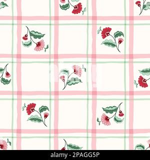 Indian Chintz Jacobean Flowers Vector Seamless Pattern Stock Vector