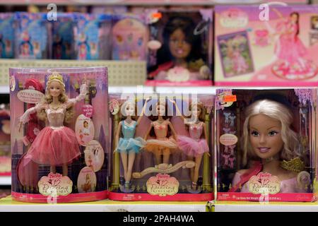 Dancing Princess Barbie dolls are displayed at a ToysRus in Monrovia, Calif., Monday, Jan. 29, 2007. Mattel Inc., the world's largest toymaker, said Monday its fourth quarter profit rose 3 percent boosted Dancing Princess Barbie dolls are displayed at a ToysRus in Monrovia, Calif., Monday, Jan. 29, 2007. Mattel Inc., the world's largest toymaker, said Monday its fourth quarter profit rose 3 percent boosted