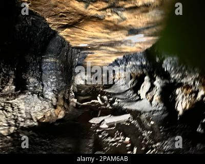 Stone and its transformation. Wonders of nature. Old and abandoned mine Stock Photo