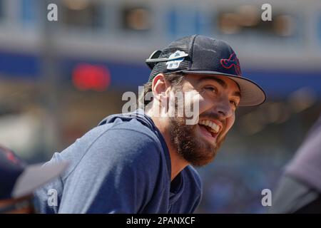 Atlanta Braves Cody Milligan (76) during practice before a spring