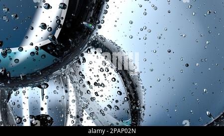 Overlapping polka dots with transparent water droplets Abstract 3D rendering fresh and clean graphic design element material High quality 3d illustrat Stock Photo