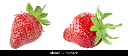 Two ripe strawberries. Isolated on a white background. File contains clipping path. Stock Photo