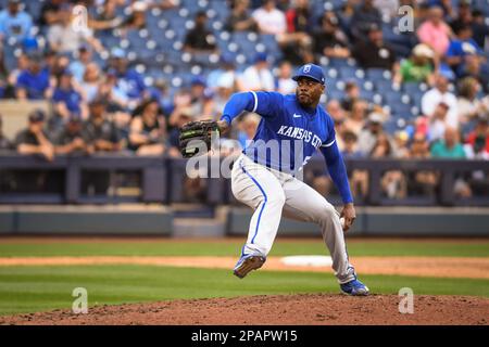 Glendale, United States. 24th Feb, 2023. Milwaukee Brewers designated  hitter Christian Yelich (22) prepares for an MLB spring training baseball  game against the Kansas City Royals at American Family Fields of Phoenix