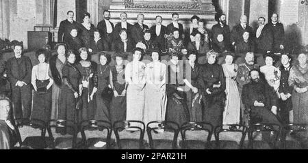 Opening of a new women's rights society in St. Petersburg in 1910. Photo from 1910. Stock Photo