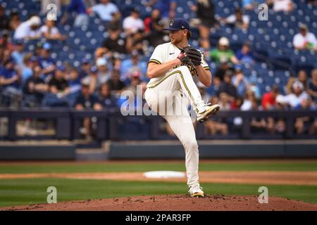 Glendale, United States. 24th Feb, 2023. Milwaukee Brewers designated  hitter Christian Yelich (22) prepares for an MLB spring training baseball  game against the Kansas City Royals at American Family Fields of Phoenix