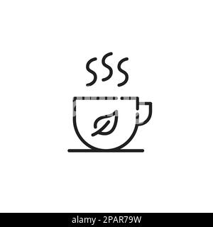 Hot tea in a mug. Relaxation time with a drink. Pixel perfect, editable stroke line icon Stock Vector