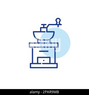 Vintage manual coffee grinder. Coffee shop and cooking kitchen icon. Pixel perfect, editable stroke design Stock Vector