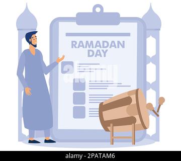 design of happy Ramadan kareem fasting day concept,  flat vector modern illustration Stock Vector