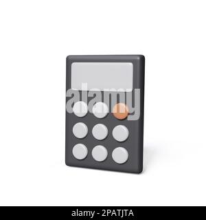 3D calculator icon. Realistic calculator with white buttons. Vector Stock Vector