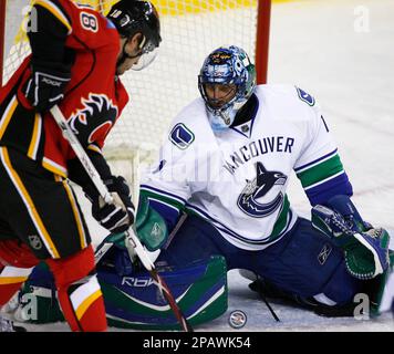 NHL player profile photo on Calgary Flames' goalie Miikka Kiprusoff, from  Finland, as he makes a save during a recent game in Calgary, Alberta. The  Canadian Press Images/Larry MacDougal (Canadian Press via