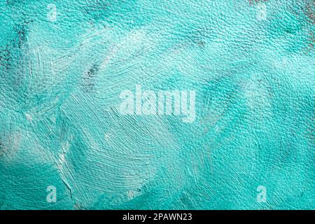 Turquoise and white oil paint brush mixed on leather texture, abstract close up wallpaper Stock Photo