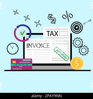 Pay to invoice and payment of tax online, internet banking. Vector online payment security and tax filing, online tax return system, e-filing and elec Stock Photo