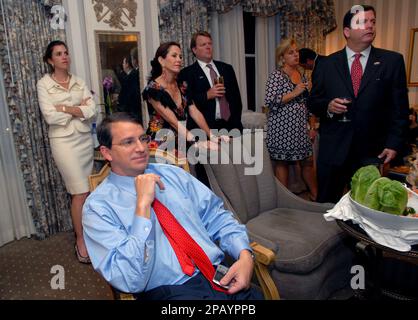 Louisiana gubernatorial candidate John Georges, with his children Zana,  Liza and Nike, and his wife Dathel Georges, makes his concession speech,  New Orleans, Saturday, Oct. 20, 2007. Jindal won the Louisiana governor's