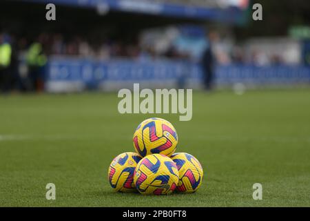London, UK. 12th Mar, 2023. London, March 12th 2023: Match footballs during the Barclays FA Womens Super League game between Chelsea and Manchester United at Kingsmeadow, London, England. (Pedro Soares/SPP) Credit: SPP Sport Press Photo. /Alamy Live News Stock Photo