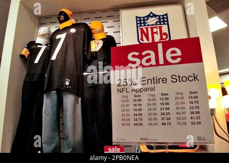 This is a display of NFL merchandise in the J. C. Penney store in the Mall  at Robinson, in Robinson Township, Pa., Thursday, Oct. 11, 2007. A gauge of  future economic activity