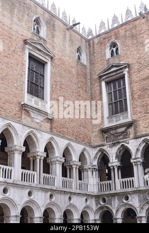 Venice, Italy - 15 Nov, 2022: Interior walls of the Doge's Palace, Palazzo Ducale Stock Photo