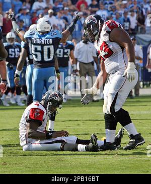 Atlanta Falcons quarterback Byron Leftwich drops back to throw a pass  against the Tennessee Titans at LP Field in Nashville, Tennessee on October  7, 2007. The Titans defeated the Falcons 20-13. (UPI