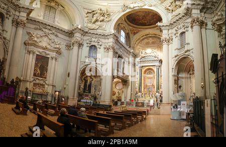 Bologna, Italy - 16 Nov, 2022: Interior of the Santuario di Santa Maria della Vita church Stock Photo