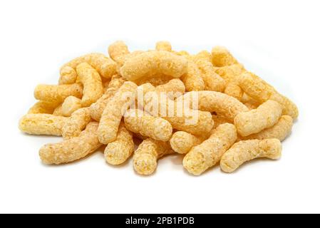 Corn sticks on a white background. Hill with corn sticks close-up Stock Photo